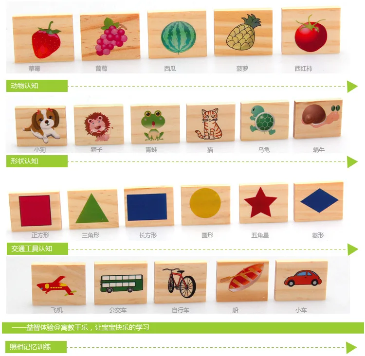 Multi-functional Toy Shichida-Right Brain Photographic Memory Training Board Wood Educational Jigsaw Puzzle Teaching Aids Qzm-00