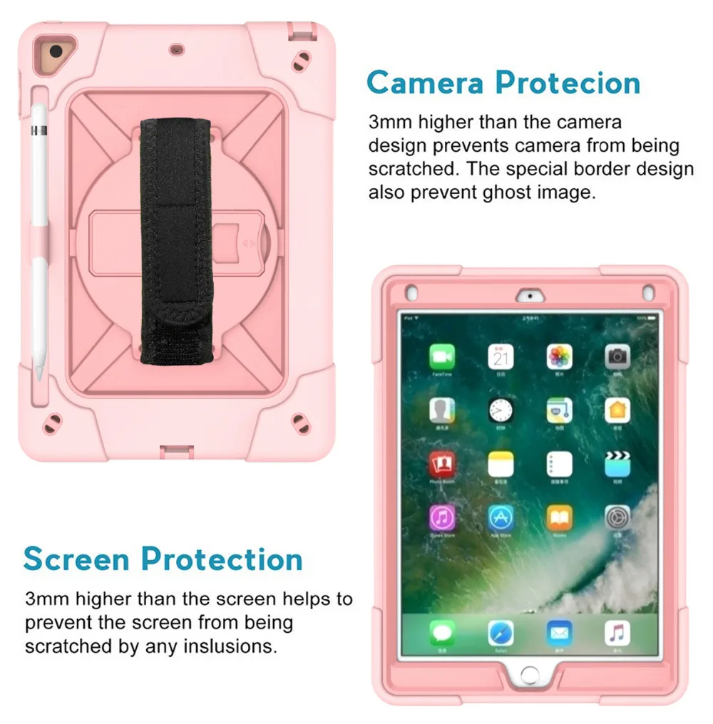 Мягкий силикон+ PC дети Безопасный противоударный Funda Чехол для iPad 9,7 //Air2/Pro 9,7 дети робот Гибридный Kickstand чехол
