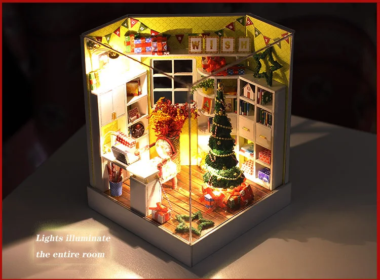 Звезда Светлячок рождественский дом деревянный кукольный дом горячая распродажа Рождественский миниатюрный DIY кукольный домик 1:12 с мебельной игрушкой для подарков