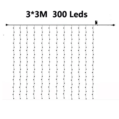 Сказочное окно сосулька занавес настенный фон 3*3 м 3*2 м 4x0,6 м водонепроницаемый мерцающий звезда шарик Праздник Свадьба Рождество украшение для дома, сада - Испускаемый цвет: 3x3M 300Led