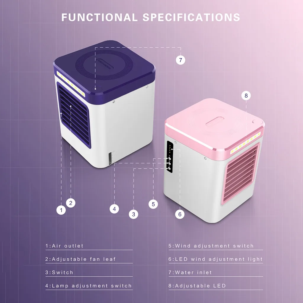 Rechargeable Air Cooler Fan New Charging S9 Mini Portable Air Conditioner Conditioning Fan Home Refrigerator Air Cooling EU plug