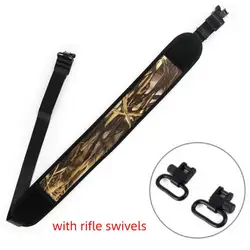 Premium Neoprene Soft Padded Adjustable Rifle Sling with Swivels - Comfortable 2 - Point Shoulder Strap for Hunting and Shooting (Camo)