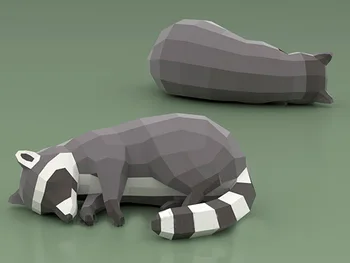 

Sleeping Raccoon 3D Paper Model DIY Cartoon Three-dimensional Animal Paper Mold Handmade Children's Educational Toy Model