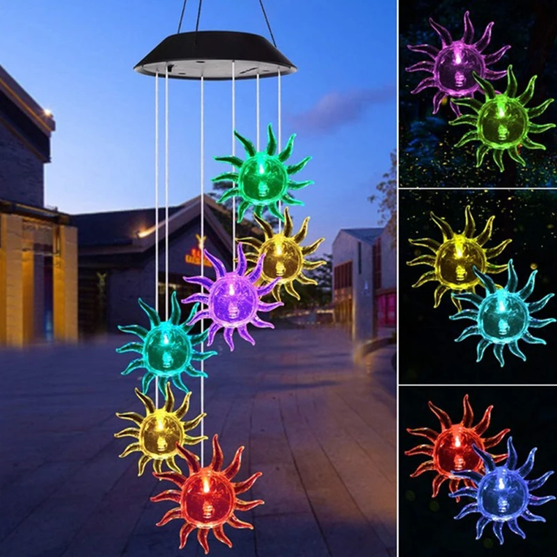 Подвесные струнные лампочки с меняющимся цветом ветровой фонарь-раструб солнечные огни модные креативные домашние уличные Спиннеры Колибри Солнечный цветок