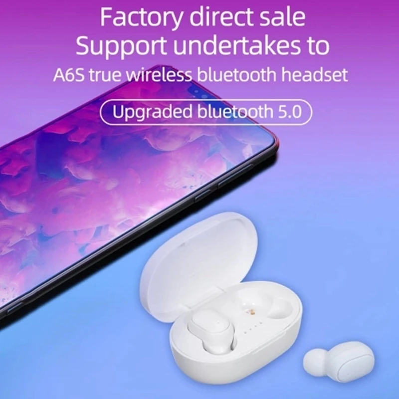 A6S Mini TWS Twins True-wireless In-Ear BT5.0 стерео наушники-вкладыши спортивные гарнитуры с микрофоном 280 мАч автоматическая зарядка коробка(черный