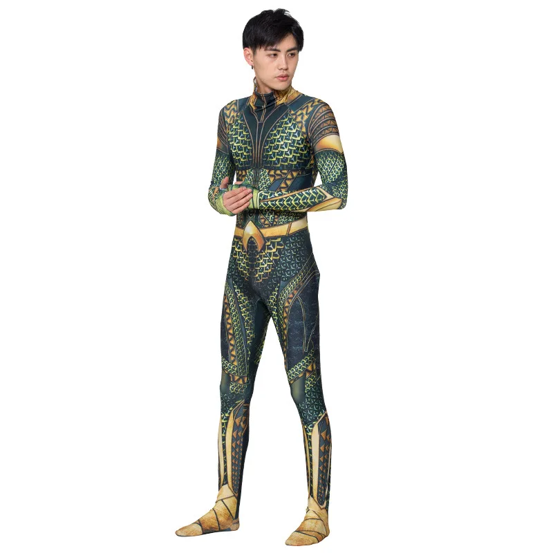 DC Movie Comics Flesh-colored Golden Aquaman Children Adult Cosplay Bodysuit Halloween Party Perfor