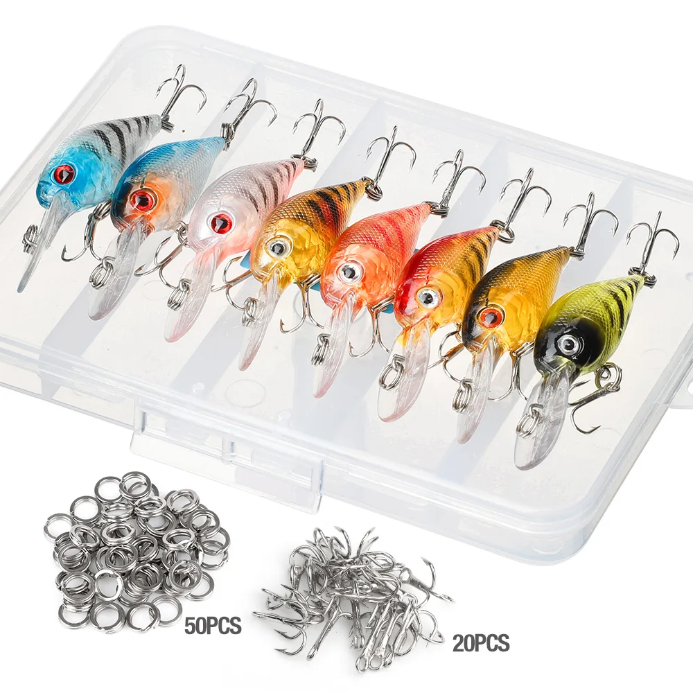 

DONQL 8pcs/ Set Hard Baits Wobbler Crankbaits Minnow Fishing Lures 4.7g 6cm Fishing Bait Kit With Treble Hooks And Split Rings