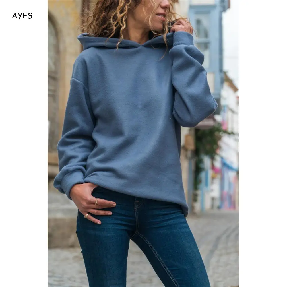royal blue Новинка, Харадзюку, толстовки женские, одноцветные, с капюшоном, топы, Женская толстовка, женская зимняя, длинный рукав, синие, толстовки, пальто для женщин - Цвет: royal blue