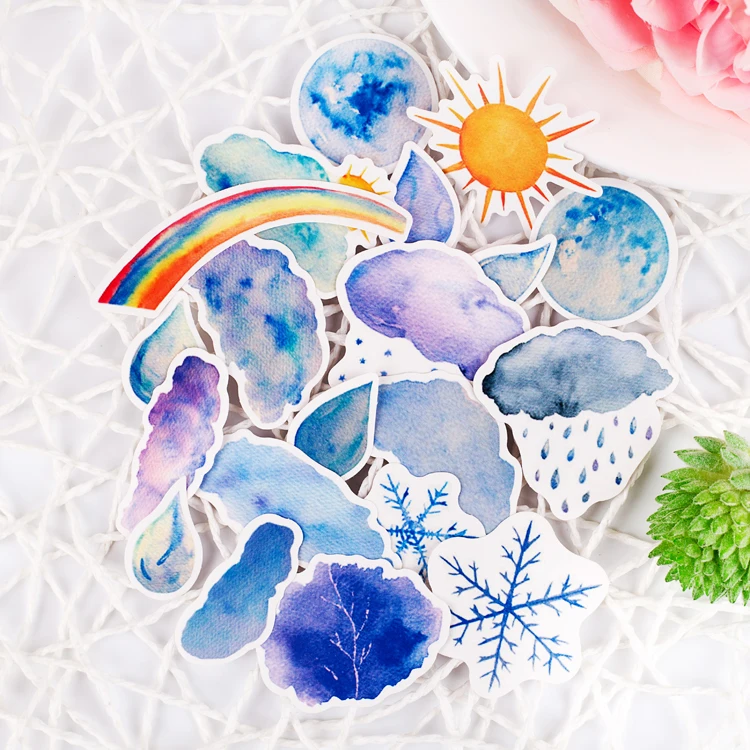 

18Pcs/Pack Weather Sun Cloud Rain Snow Sticker DIY Craft Scrarpbooking Album Junk Journal Planner Decorative Stickers