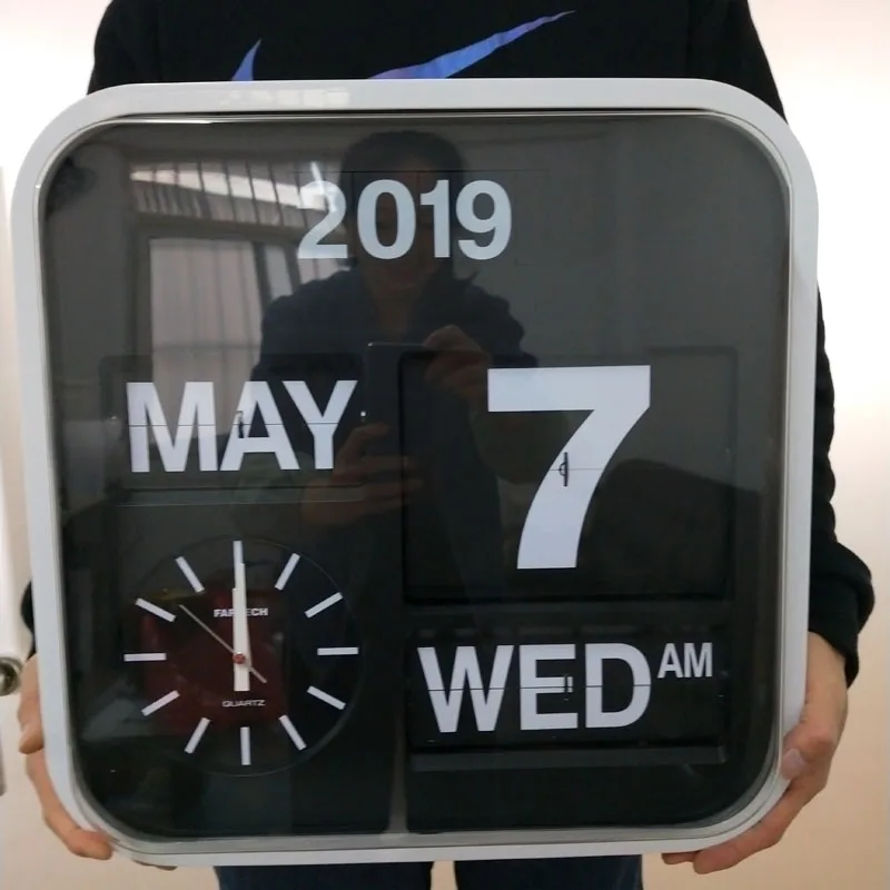 Супер большой автоматический календарь флип-часы винтажные очень большая декорация настенные часы Ретро часы с перекидным циферблатом настенные часы домашний декор 43 см