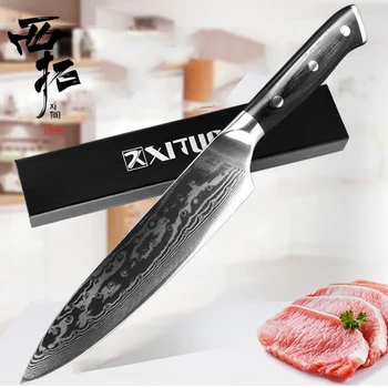 

XITUO 8 inch Chef Knife 67 Layer Japanese VG10 Damascus High Carbon Steel Professional Meat Slicing Utility Santoku Kitchen Tool