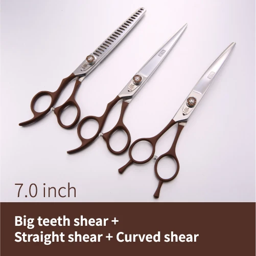 3pcs set 3 Fenice 7,0 дюймов левосторонняя стрижка для собак истончение резка Изогнутые Ножницы Набор стрижка ножницы набор для собак набор ножниц - Цвет: 3pcs set 3