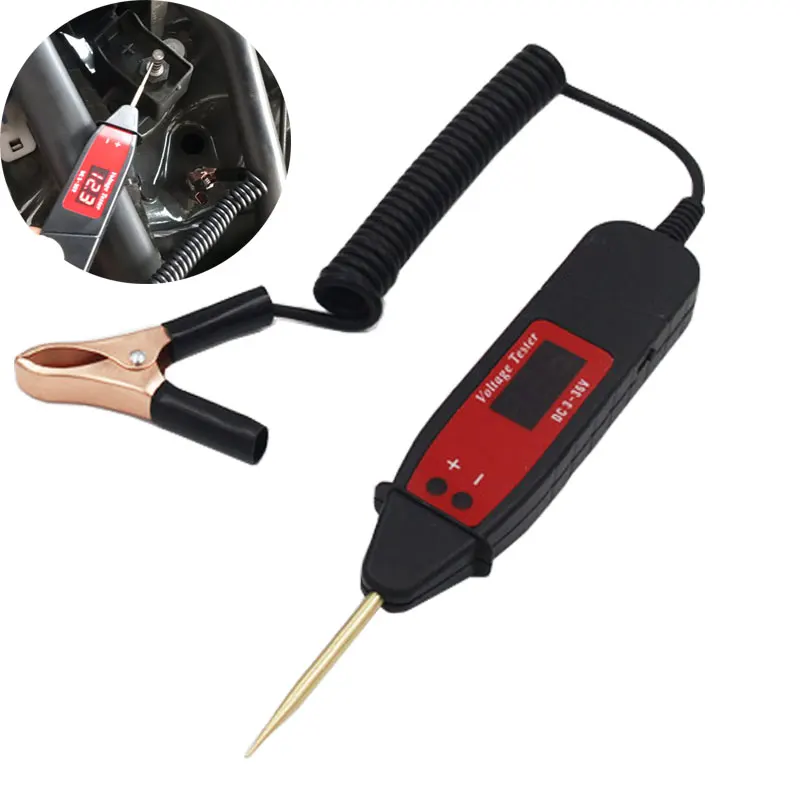 

Universal 1.65m Electric Voltage Test Pen 5-36V LCD Car Digital Probe Detector Tester With LED Light for Auto Car Testing Tool