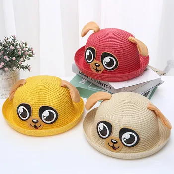 

Kids Baby Hat Cap Children Breathable Cartoon Hat Ears Straw Sun Protection Hats