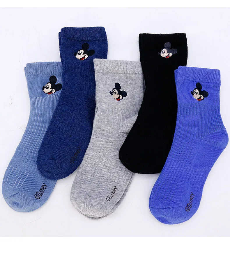Детские носки disney, 5 пар в партии милые мягкие теплые хлопковые носки с рисунком Микки осенне-зимние носки для маленьких мальчиков и девочек От 2 до 12 лет - Цвет: SM3355