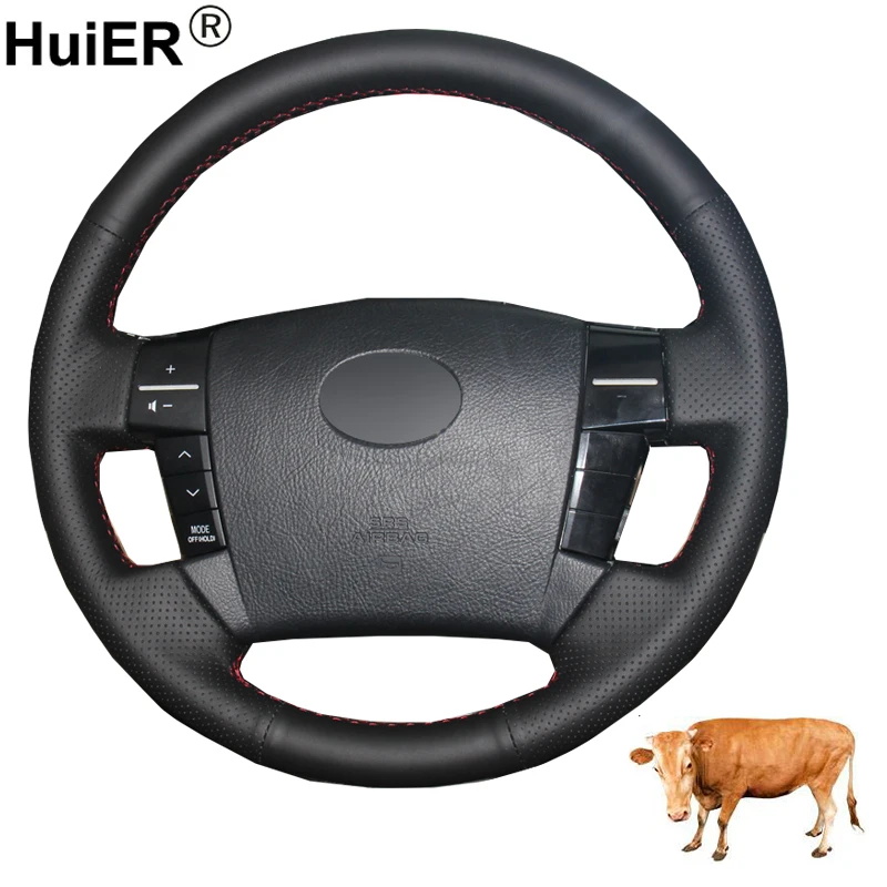 

Hand Sewing Car Steering Wheel Cover Top Cow Leather Braid on the Steering wheel For Toyota Reiz Mark X 2005 2006 2007 2008 2009