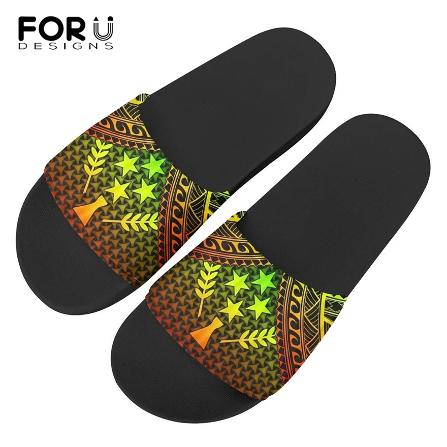 FORUDESIGNS Kosrae State Polynesian Print Home Slippers Summer Beach Women Indoor Flats Bathroom Slides Non-Slip Couple Sandals | Обувь