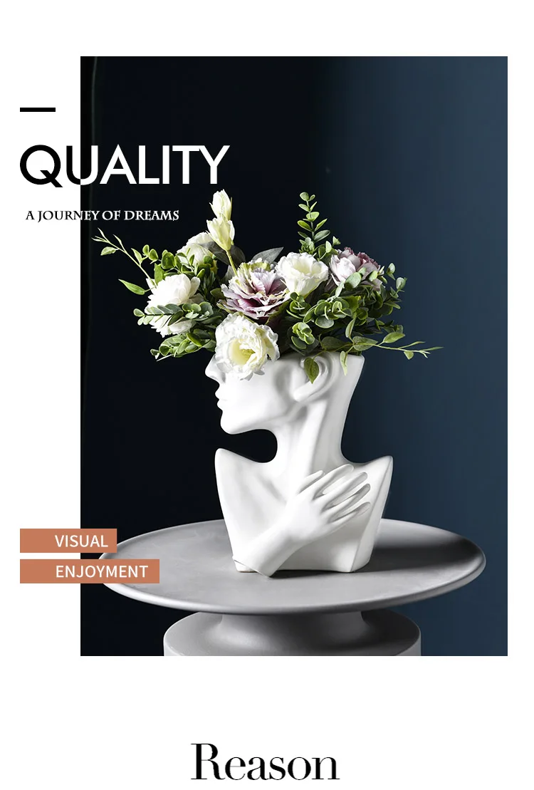 Полудрагоценные керамические горшки современный минималистичный офисный креативный цветок белое лицо гидропонный цветок украшение дома
