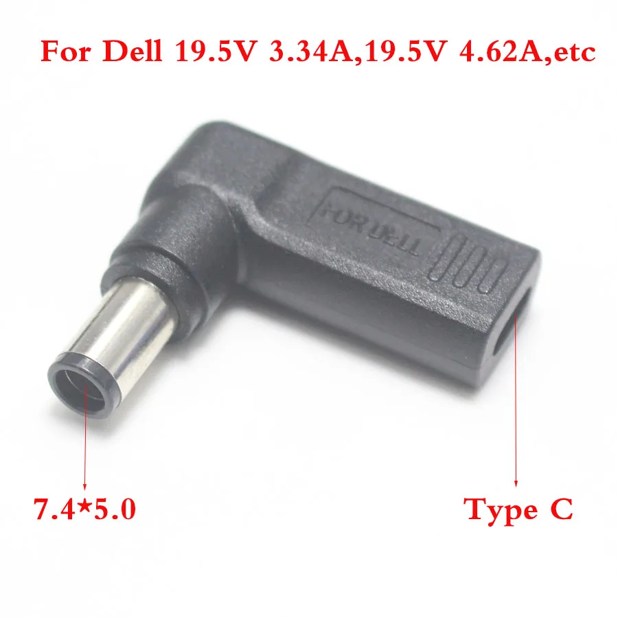 1xPD адаптер питания для ноутбука, разъем постоянного тока, usb type C, женский и мужской разъем, конвертер для lenovo, для Asus, зарядное устройство для ноутбука - Цвет: 7.4x5.0mm For Dell
