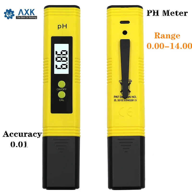 

High Accuracy 0.01 LCD Digital PH Meter Tester for Water Food Aquarium Pool Hydroponics Pocket Size PH Tester Large LCD Display