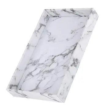 

Marble Texture Serving Tray PU Leather for Coffee Tea Drinks Perfume Kitchen Teaware