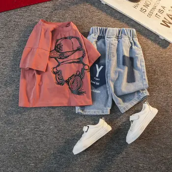 

Boys' short sleeve suit 2020 summer dress foreign style baby thin clothes children's two-piece suit fashion