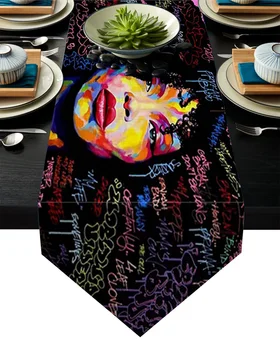 

African Women Painted Table Runner Table Flag Home Party Decorative Tablecloth Table Runners for Wedding
