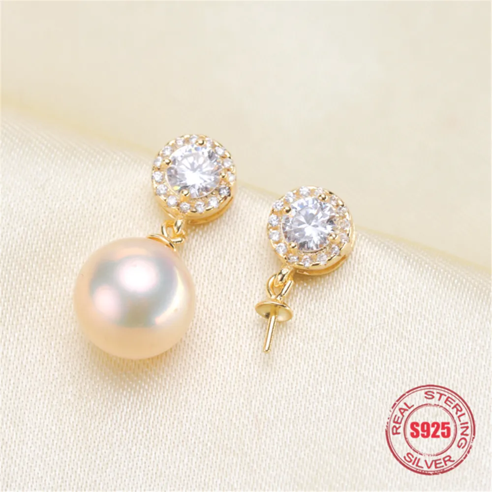 

Classic Pearl Earrings Mounting S925 Sterling Silver Earrings Hooks Dangle Fittings Handmade Craft Accessory