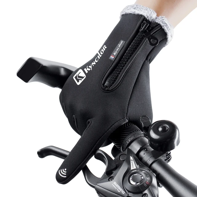 US $4.63 Winter Themal Touchscreen Gloves Anti-Slip Windproof Cycling Gloves w/ Fleece Lining Adjustable Zip