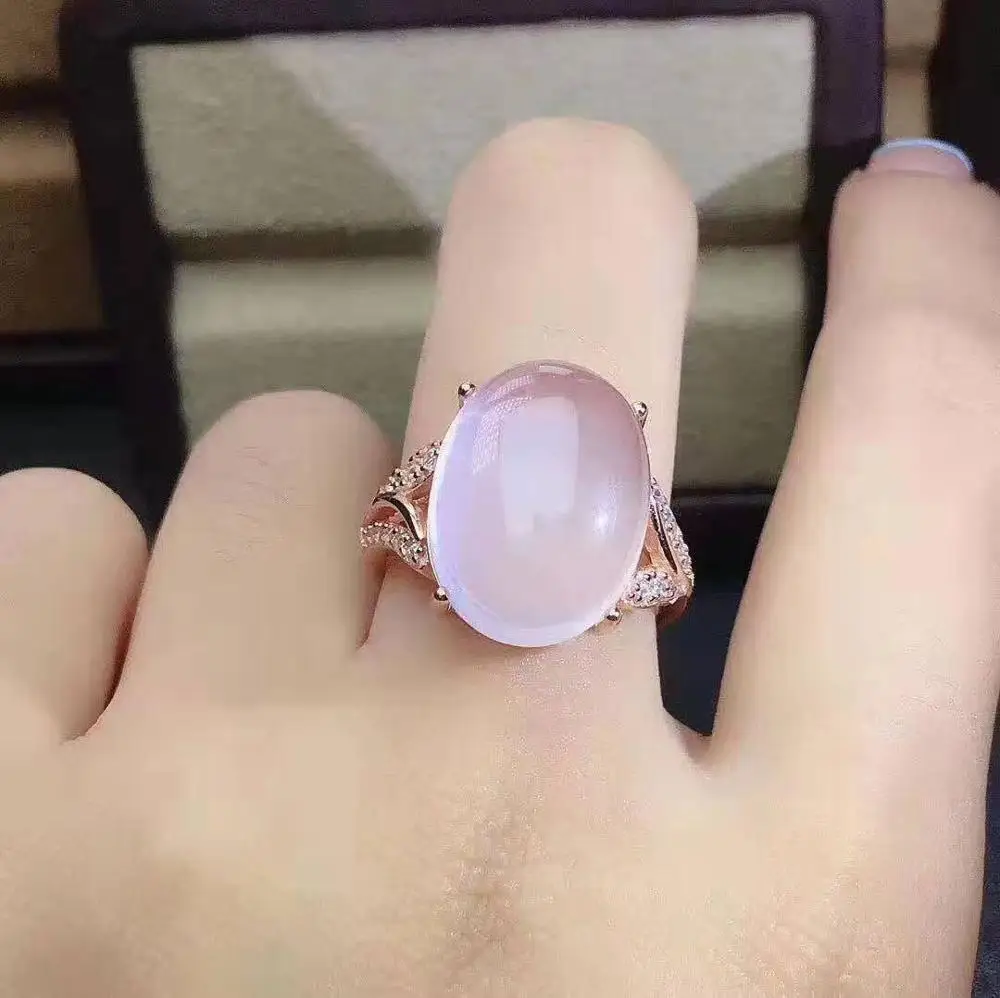 Rose gold ring Натуральный розовый гибискус S925 модное простое кольцо комплект с подвесками для молодых девушек - Цвет камня: Rose gold ring