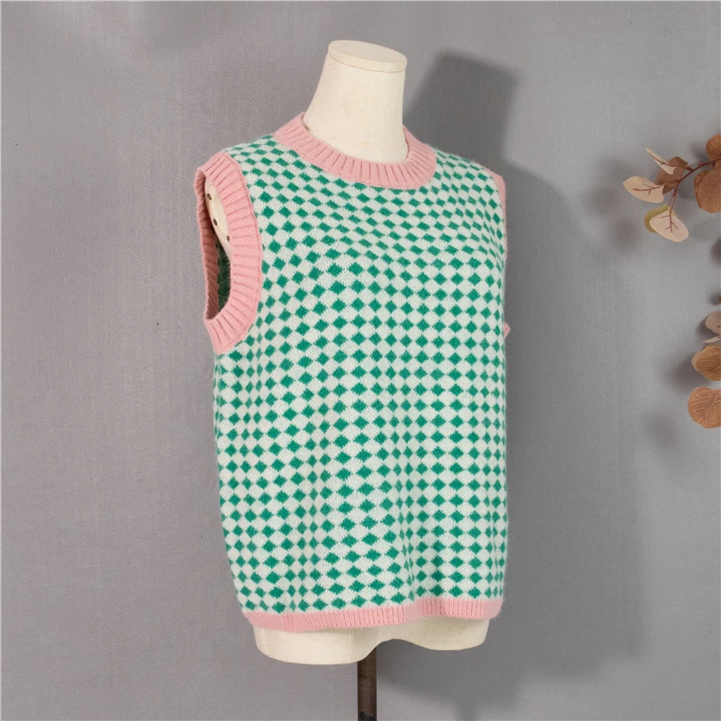 Ha25197f8d4ca4e37bc0720b0c7bef84cs - Autumn O-Neck Sleeveless Plaid Knitted Vest