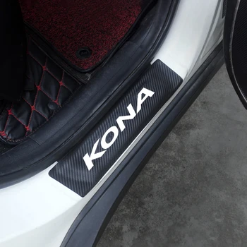 

4pcs For Hyundai KONA 2017 2018 2019 2020 PU Leather Auto Door Sill Stickers Welcome Pedals Anti Scratch Protector Accessories