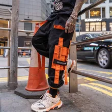 HEYGUYS, оранжевые брюки-карго с несколькими карманами, уличная одежда, тактические штаны, шаровары, мужские спортивные штаны, мужские повседневные шаровары, джоггеры, M-XXL