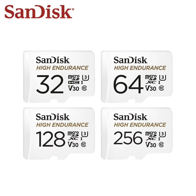 Оригинальная высокопрочная карта Micro SD SanDisk, SDHC, 32 ГБ, SDXC, 64 ГБ, 128 ГБ, 256 ГБ, U3, V30, карта трансфлэш-памяти для минимирования DVR устройств