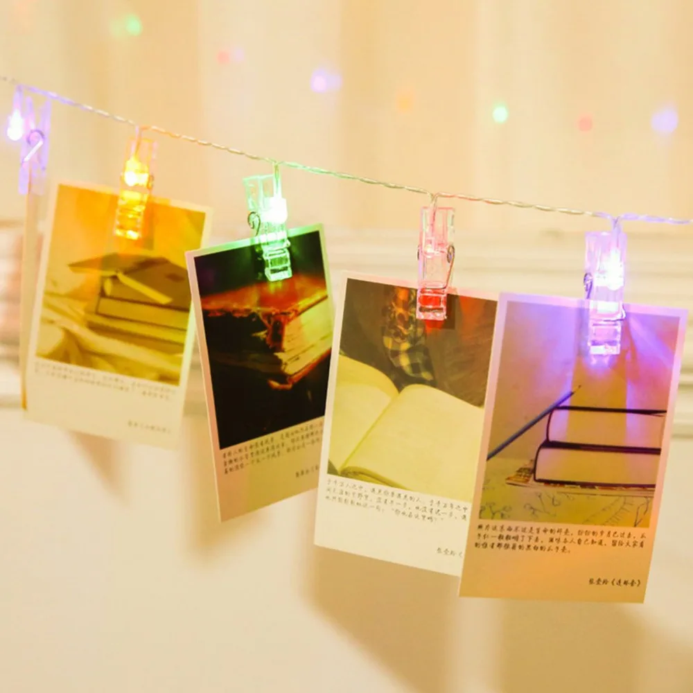 

USB battery powered led Clips strip lighting Photo clip fairy string Curtain light garland 10/20 leds party home Card Indoor New