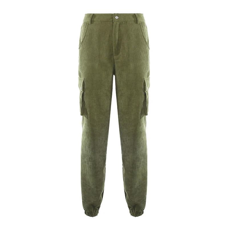 Женские брюки-карго Weekeep с карманами в стиле пэчворк, с высокой талией, уличная одежда, брюки-карандаш, Весенняя мода, осенние брюки в стиле хип-хоп - Цвет: Армейский зеленый