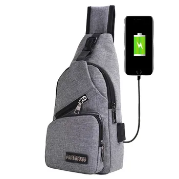 

Male Shoulder Bags USB Chest Bag Charging Crossbody Bags Men Anti Theft School Summer Short Trip Messengers Bag New Arrival 2020