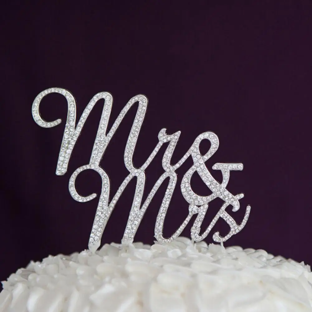 

DishyKooker Exquisite Crystal-like Letters Mr & Mrs Cake Topper Wedding Pros Anniversary Party Decoration