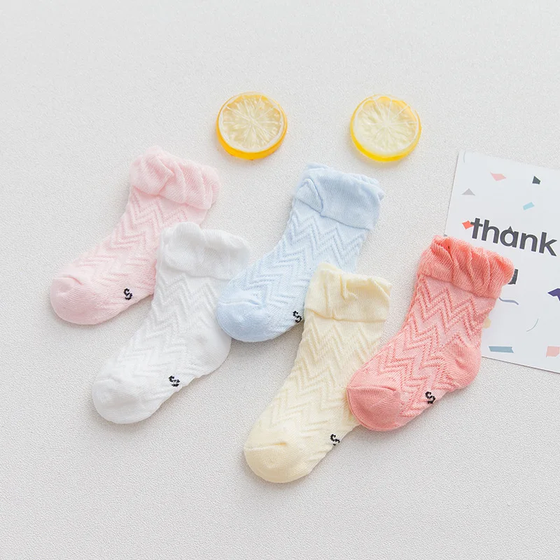5 пар/лот, осенние носки для малышей летние сетчатые тонкие носки для новорожденных из хлопка, носки для мальчиков и девочек весенняя одежда для малышей - Цвет: 06