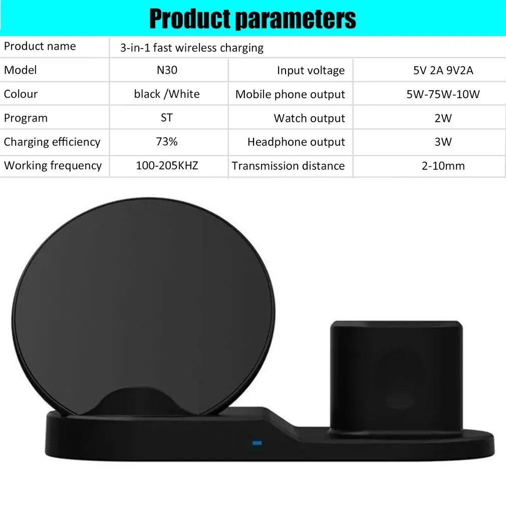 3in1 Qi Wireless Fast Charger Dock Stand For Apple Watch Airpods iPhone X Xs Charger Stand Station Mounts Base