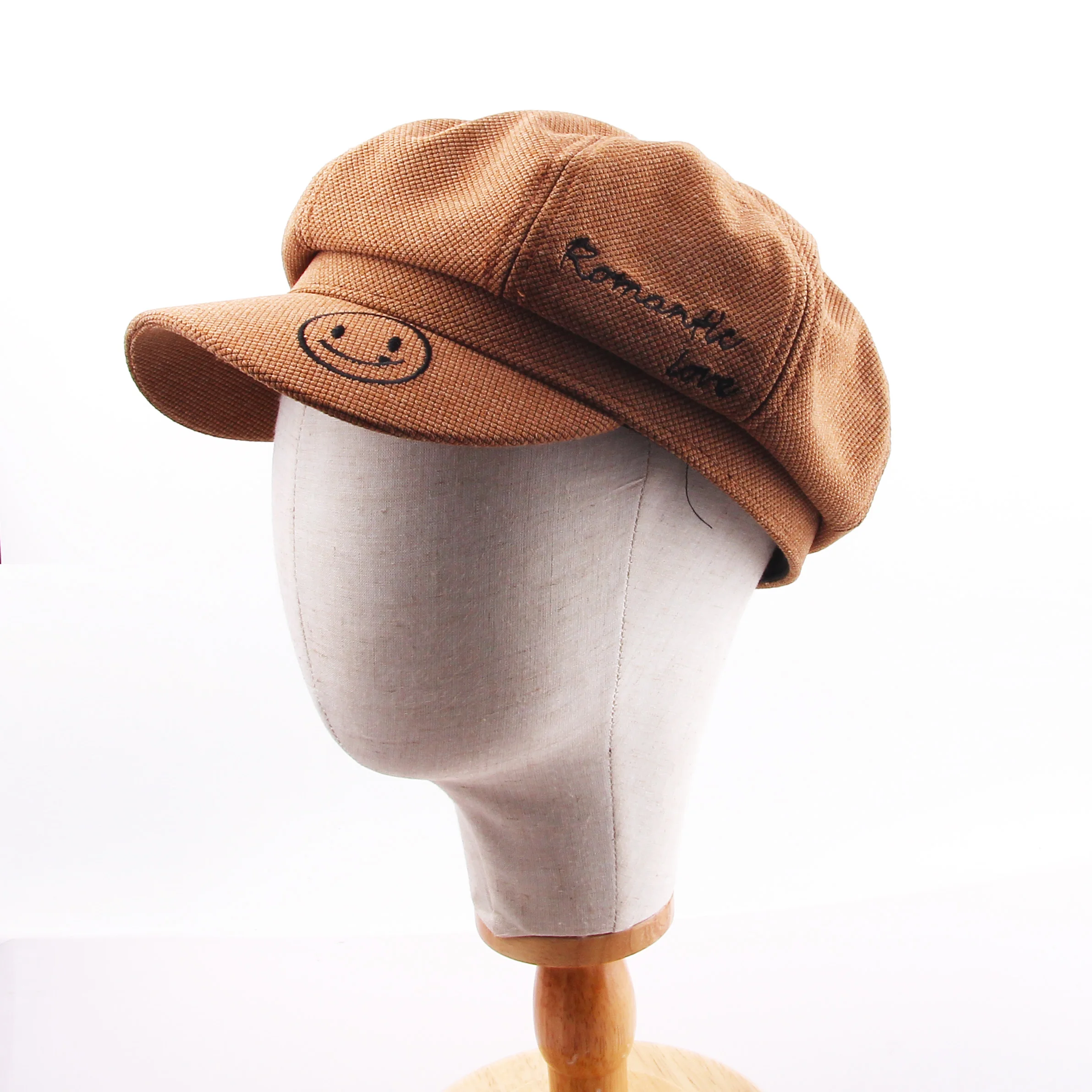 [Meltryllis] NEW Smiling Face Octagonal cap Letters embroidery Autumn Winter Women Cap Fashion trend beret - Color: BLM-01-03