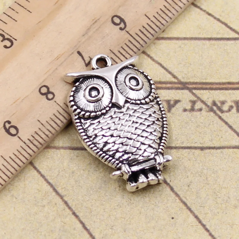 15pcs Charms owl standing branch 28x18mm Antique Silver Color Pendants Making DIY Handmade Tibetan Finding Jewelry Crafts | Украшения и