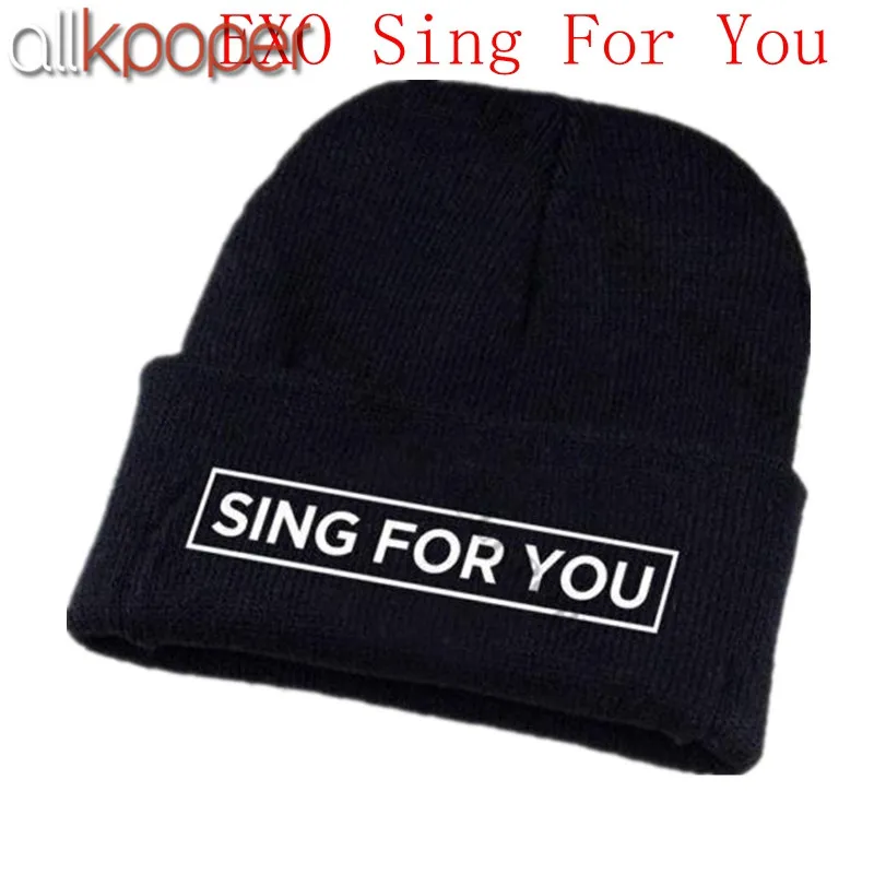 Allkpoper KPOP EXO Beanie шапки зимние теплые трикотажные шапки хип-хоп шляпа взрослые мужские резиновые шапочки унисекс