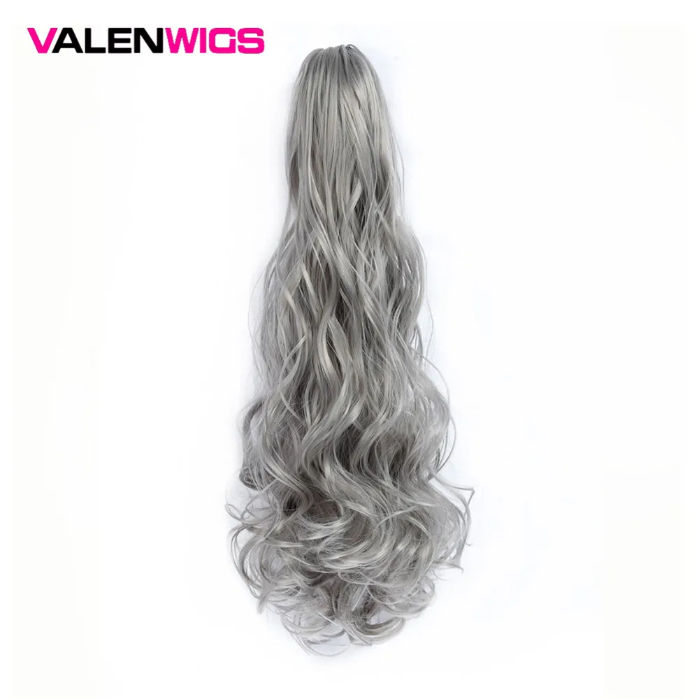 

ValentWigs Claw Ponytail Clip On Synthetic Extensions Pure Color Wrap Around Pony Tail Long Wavy Style Claw Jaw in Hair pieces