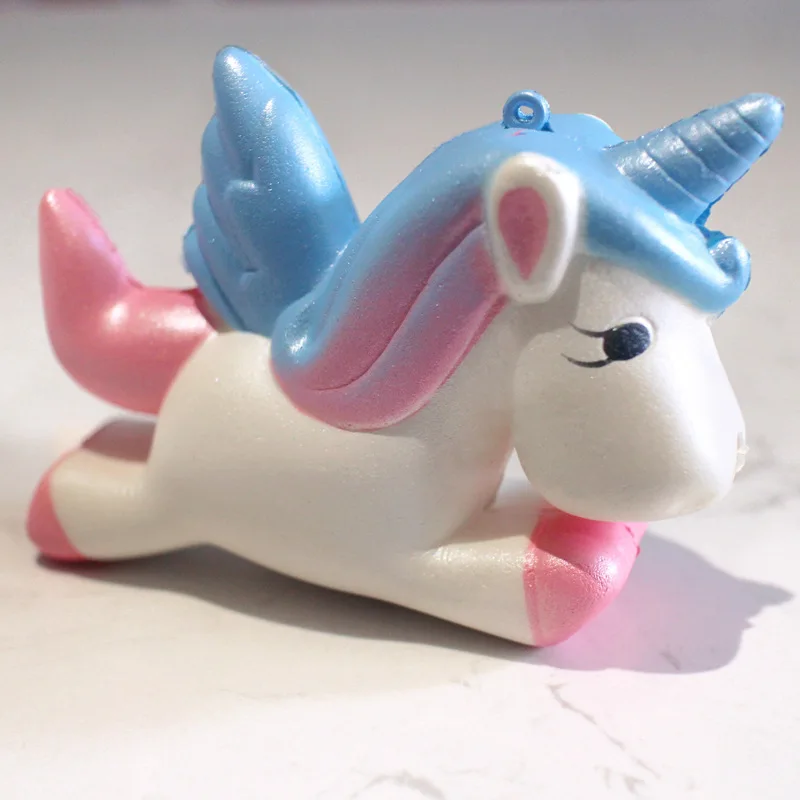 Супер герой мягкий каваи Jumbo мультфильм принцесса девочка медленно поднимающийся торт Единорог Ароматические антистрессовые игрушки для детей - Цвет: blue horse
