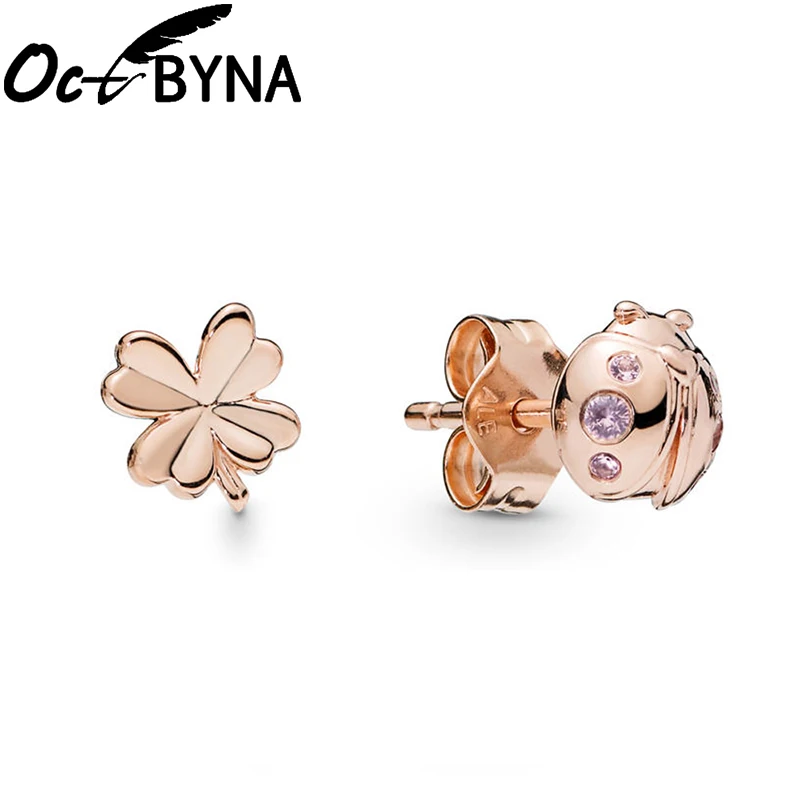 Octbyna новейший бренд розового золота серьги гвоздики для женщин Корона& круглые и золотые гвоздики Пчелка серьги ювелирные изделия подарок дропшиппинг - Окраска металла: 3