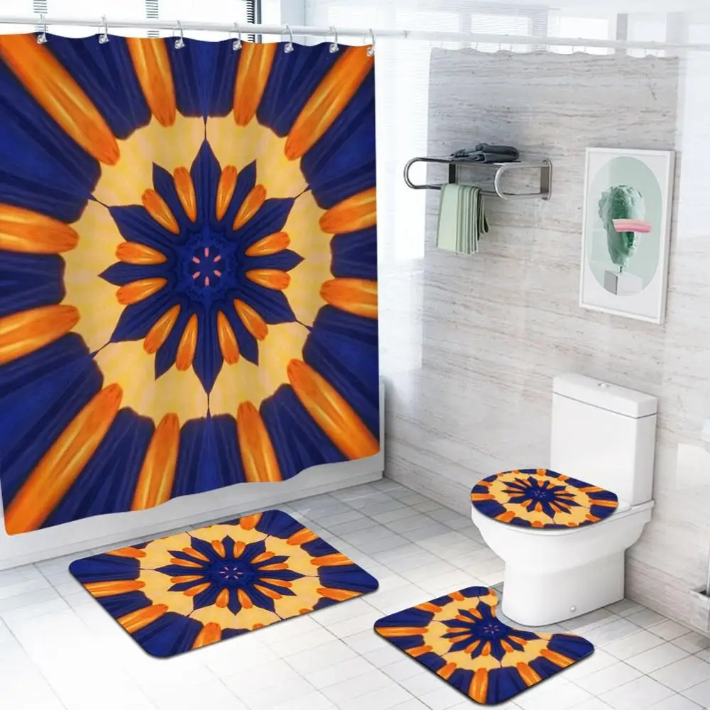 

Shower Curtain Set Anti-Mold Carpet Shower Curtain Carpet Non-Slip Toilet Mat Three-Piece Combination Bathroom Decoration