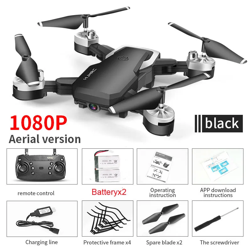 Black 1080P 2B Foam HJ28 Профессиональный мини складной Дрон с камерой 1080P широкий угол Wi-Fi FPV высота удержания RC Квадрокоптер Вертолет игрушка X12S E58 - Цвет: Black 1080P 2B Foam