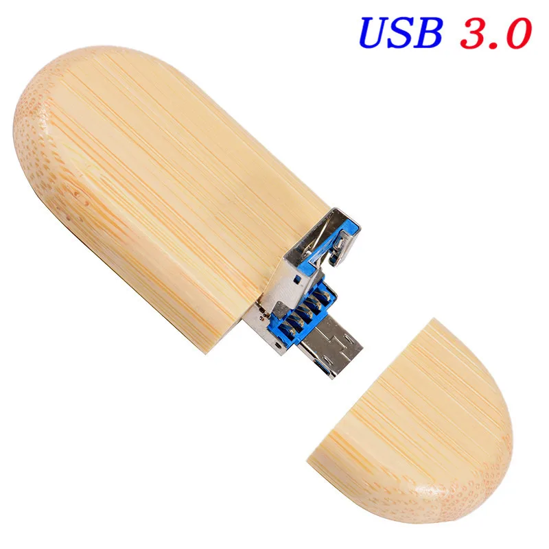 Корабль деревянный 2-в-1 сменный интерфейс USB 3,0 PC и Android, usb флеш-накопитель 4Гб до 128 GB, изготовленный на заказ журнал - Color: Bamboo