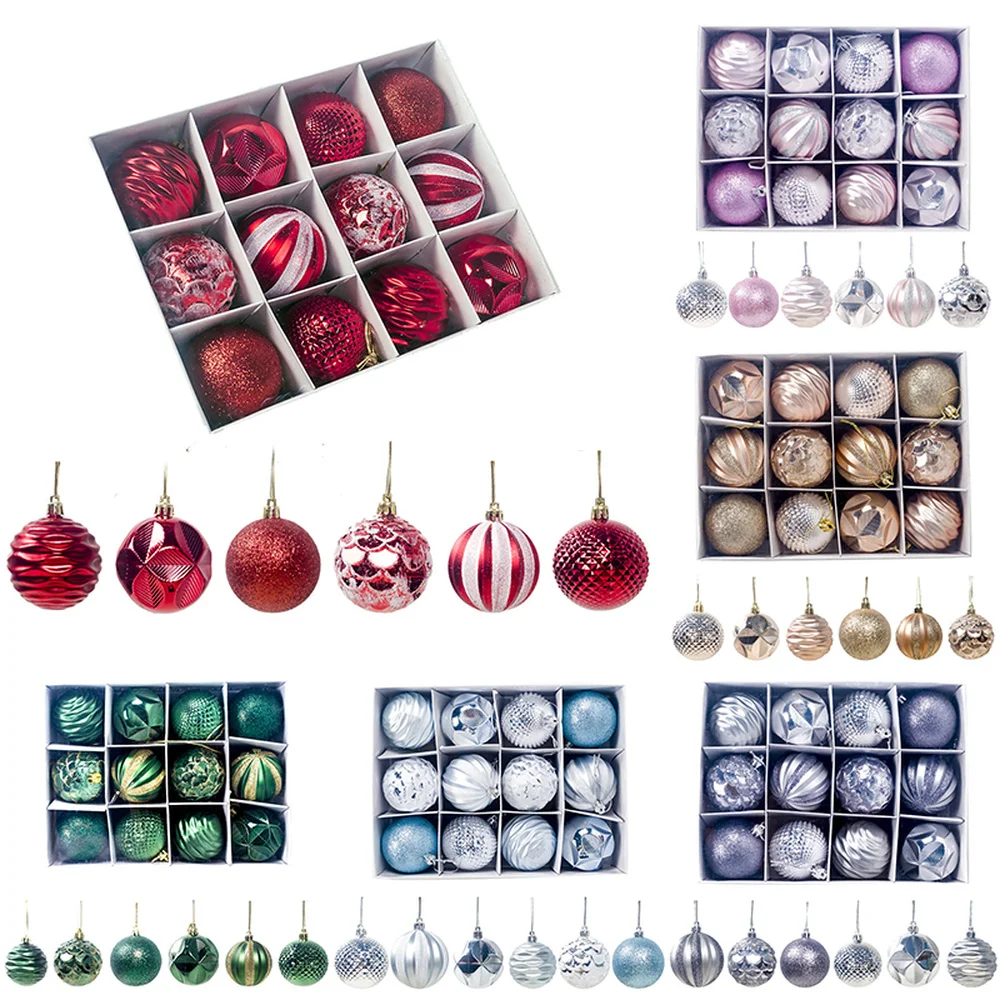 

12Pcs/set Christmas Tree Ball Hanging Decoration Natal Home Party DIY Ornaments Kids Gift Christmas Balls 5.5cm